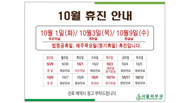 2024년 10월 휴진 안내 원문 안내